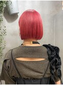 赤髪　レッドカラー　ボブ　顎ボブ　ブリーチ