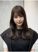 暗めカラー内巻きカールデザインカラー