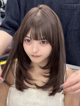 プリアバイポプルス 渋谷(pria by popls) ミディアムレイヤーハッシュカット顔周りカット韓国ヘア