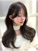 ミディアム レイヤーカット 韓国 顔周り