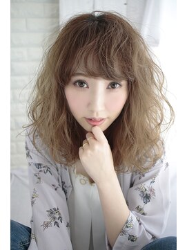 ウーロス(uros.) フワミディ　ワイドバングくびれミディ モーブカラー ワンサイド