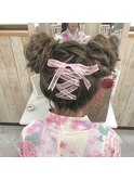 ツイン編み込みお団子ヘア