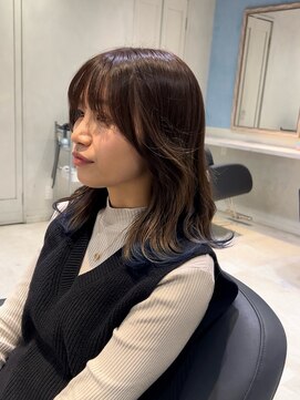 アソビセカンド 原宿(ASOBI 2nd) ダブルカラー/黒髪/ボブルフ/ネビージュ/原宿/前髪/裾カラー