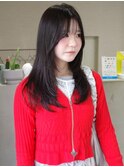 暗髪ラベンダー 顔周りレイヤー ロングヘア【鹿児島中央】
