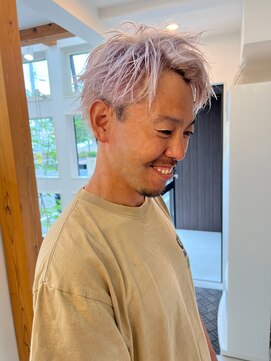 グリ(GURI) メンズスタイル　ライトピンクベージュカラー