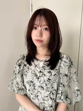 エンリッチヘア(enrich hair) レイヤーカット　ミディアムレイヤー　ピンクバイオレットカラー