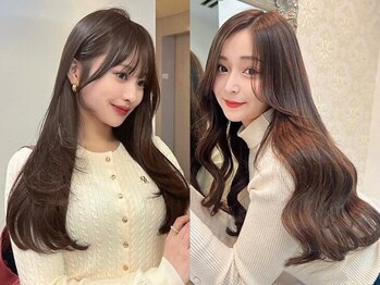 アンククロス 青山店(ANKH CROSS)の写真/長さを変えずに印象的にイメージを変える韓国スタイル♪顔周りレイヤー+ロアバージンエクステで大変身