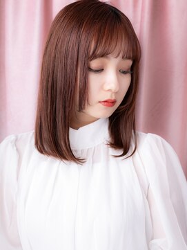 カバーヘア ブリス 志木南口駅前店(COVER HAIR bliss) ピンクベージュ大人ガーリー姫カット艶感ストレートX志木30代