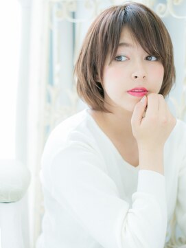 モッズヘア 福岡天神店 mod's天神/斜めバングハイライトカラーシャギーショートボブa