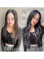 ARビューティー ギンザ(AR Beauty Ginza)&nbsp;ホワイトシルバー×ブラック#シールエクステ#ハイライト#銀座