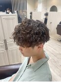 波パーマ スパイラル ツーブロック マッシュ