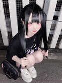 漆黒ブラック/エクステ60枚/黒髪ロング