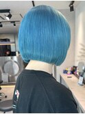 夏らしい水色カラーのボブ/原宿ボブ