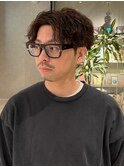 ツイストスパイラルパーマ 束感 センターパート ツーブロック