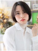 イヤリングカラー黒髪小顔切りっぱなしボブh3北浦和20代30代40代