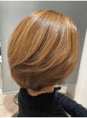 ショートボブ/オレンジブラウン/ハイトーンカラー