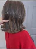 アンブレラカラー/くすみベージュ/細めハイライト