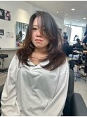 ハイライトカラーミルクティーベージュレイヤーカット