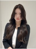 ロングレイヤー韓国風巻きブリーチなしチョコレートブラウン