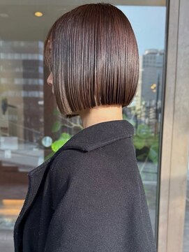 ヘアーアンドスパ フェリーチェ ミチ 野田屋町店(HAIR&SPA felice MICHI) 切りっぱなしボブ 前髪 髪質改善トリートメント ブラウンヘア