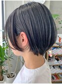 ショートボブ、前下がり、黒髪、フレンチボブ