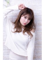 ヘアーアートシフォン 川口東口店(hair art chiffon)&nbsp;大人かわいい前髪&ココアブラウンのフリンジウェーブ耳かけボブ
