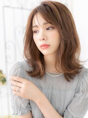 浅草/髪質改善/暖色系カラー×ラフな韓国風くびれロブヘアe