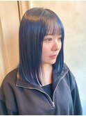 美髪ネイビーカラーおしゃれレイヤーボブ/新宿/新宿三丁目