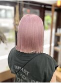 【ダブルカラー】ボブヘア×ピンクベージュ♪恵比寿/ブリーチ