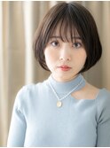 くすみベージュ大人美人ひし形AラインボブショートY戸頭30代40代