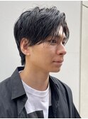 センターパート/スペインカールニュアンスパーマ/ダークアッシュ