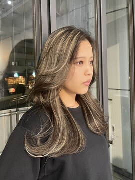 ブレンド 渋谷(BLend) ホワイトグレージュミニウルフデジタルパーマチェリーブラウン