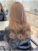 ミルクティーベージュグレージュミディアムレイヤー韓国風巻き