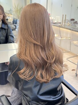 サンクマーケット 渋谷(cinq MARKET) ミルクティーベージュグレージュミディアムレイヤー韓国風巻き