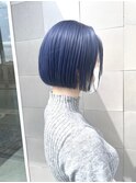 切りっぱなしボブ　タッセルボブ インディゴブルー