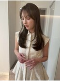顔周りレイヤーカットくびれヘアミルクティーベージュカラー韓国
