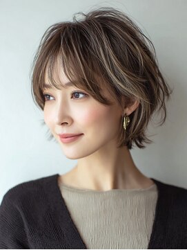ハーツ 青山表参道店(Heart's) 白髪ぼかし脱白髪染め似合わせショートボブ40代50代60代