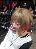 内側ピンク＆パステルカラーのエクステでオシャアシメ♪