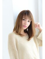 ラボヌールヘアー シェリ 久喜店(La Bonheur hair cheri) つやストレートの小顔効果の厚めバング