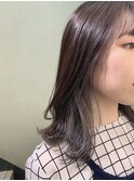 セミロング×インナーハイライトグレー