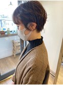 20代30代 小顔大人ハンサムショートニュアンスパーマ ベージュ