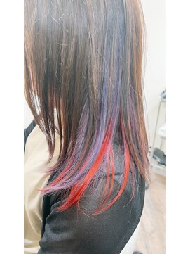 庵 ヘアー(hair) インナーカラー×ピンク・レッド(永井)