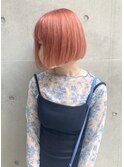 オレンジポップ#ブリーチオンカラー#艶カラー#ミニボブ