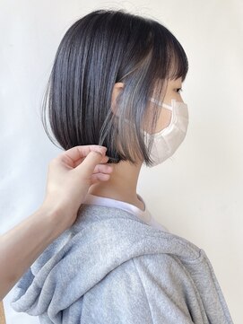 モリオフロムロンドン 原宿本店(morio from London) 【morio 原宿】ミニボブインナーカラー　グレー　耳かけ