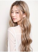 20代30代大人かわいい/シルキーベージュ/ロングウェーブ/前髪