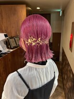 シュリット(schritt) 金箔 外ハネタイトヘアセット  くすみピンクカラー エジリ