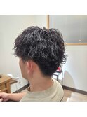 ケアパーマ縦落ちツイストスパイラル×アップバングショート