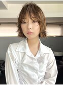 渋谷顔周りレイヤーボブレイヤーカット/ベージュカラー