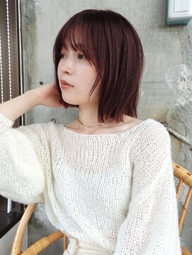 ガーデンヨコハマ(GARDEN YOKOHAMA) ワインレッド ボルドーカラー 切りっぱなし ボブレイヤー