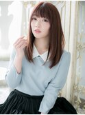 チェリーレッドセミロングレイヤー艶感ストレートa小山10代20代